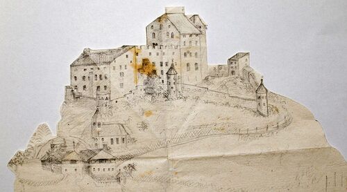 Bleistiftzeichnung Burg Heinfels